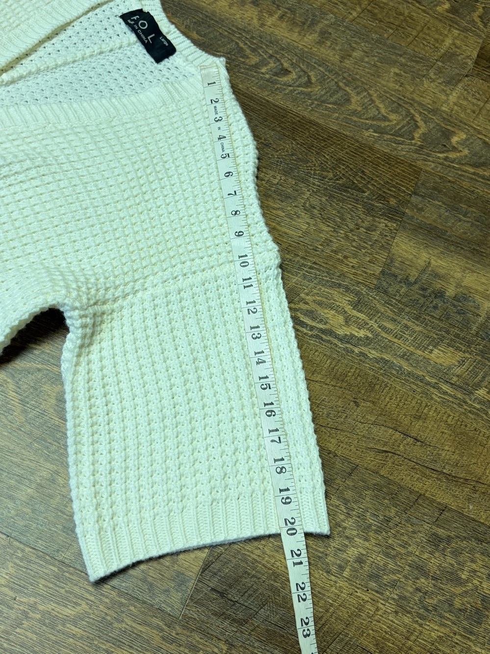 POL Chunky Knit Open Front Cardigan Sweater Womens Large Ivory Cream 3/4 Sleeves - Picture 9 of 11